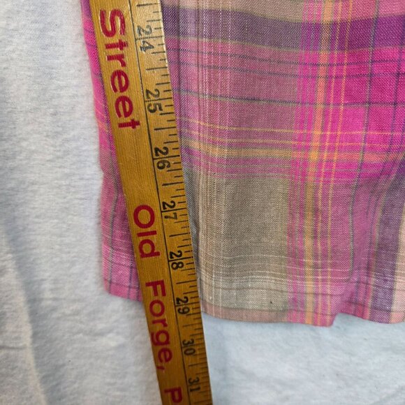 Pendleton Linen Madras Pink Plaid Pants Size 10 Vintage Deadstock Wrinkle Resist - Picture 9 of 10